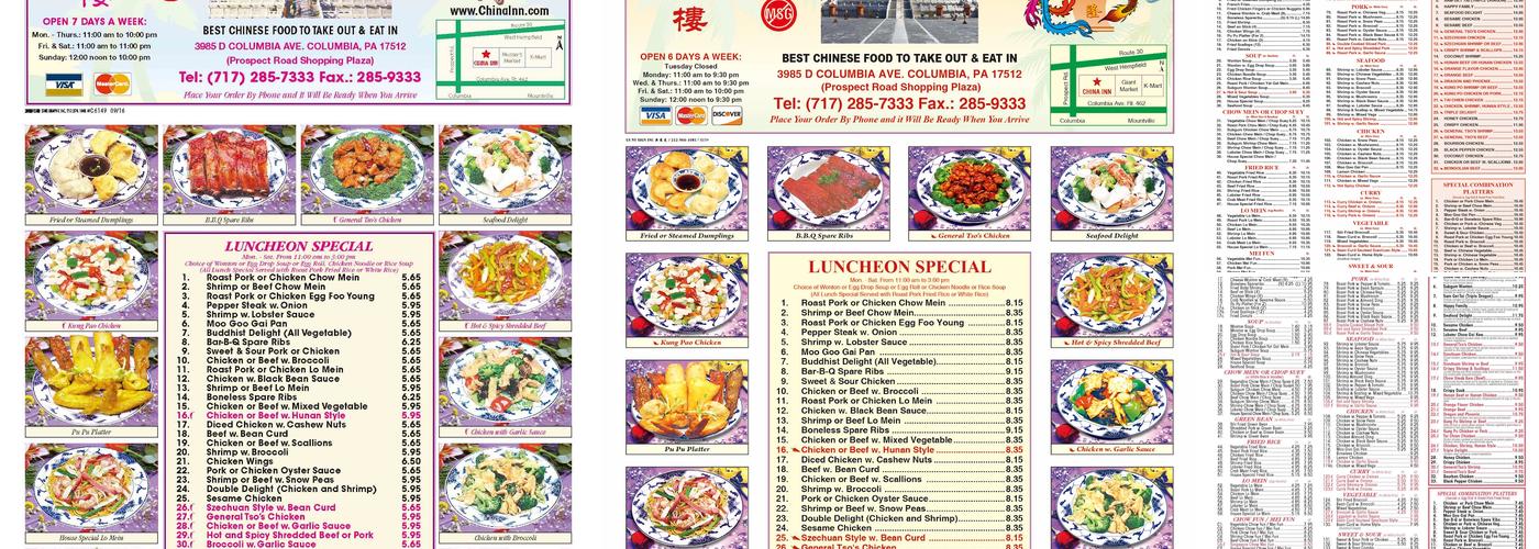 China Inn Restaurant Menu