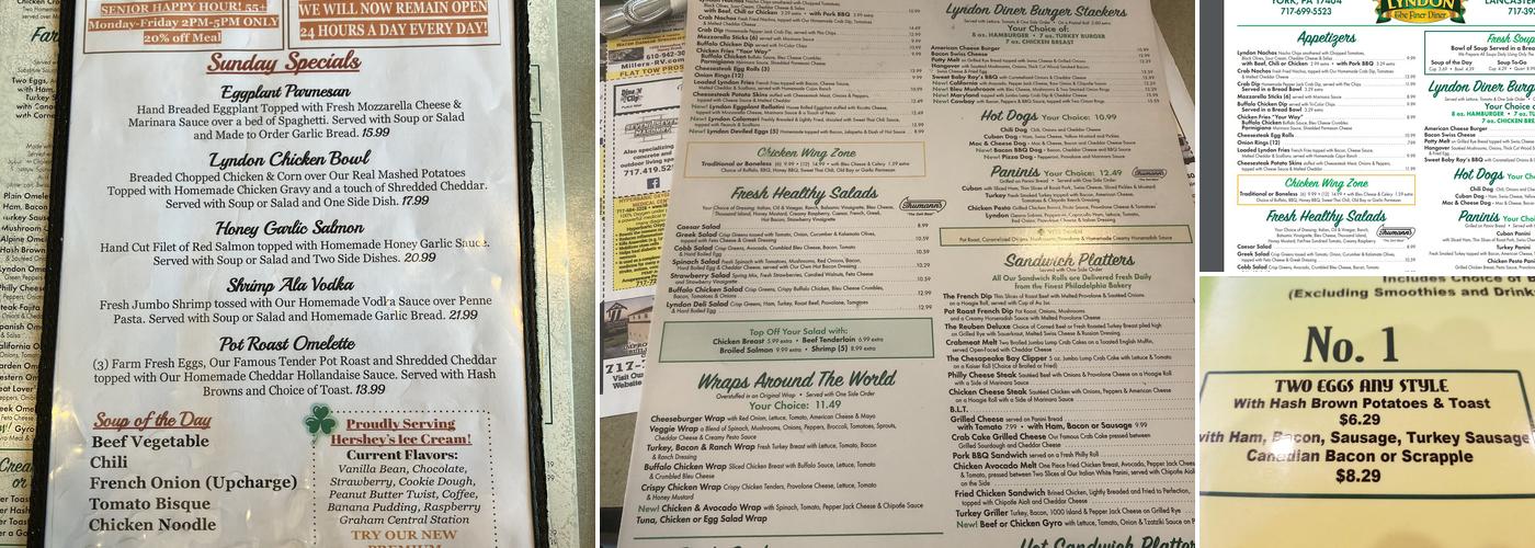 Lyndon Diner Menu