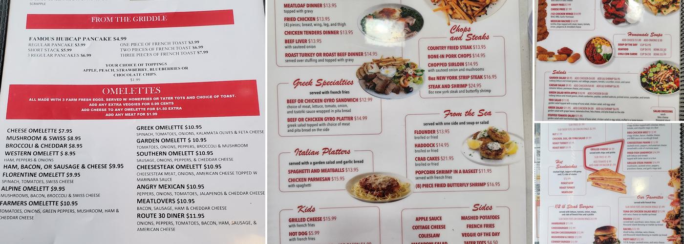 Route 30 Diner Menu