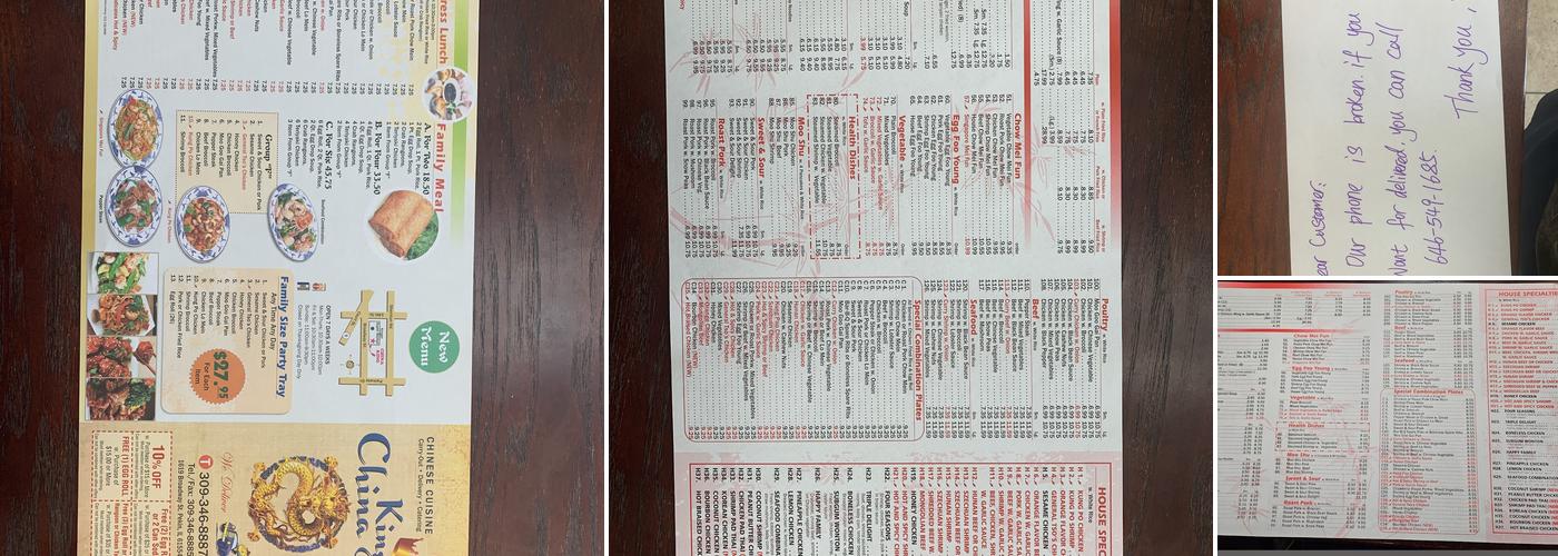 China King Menu