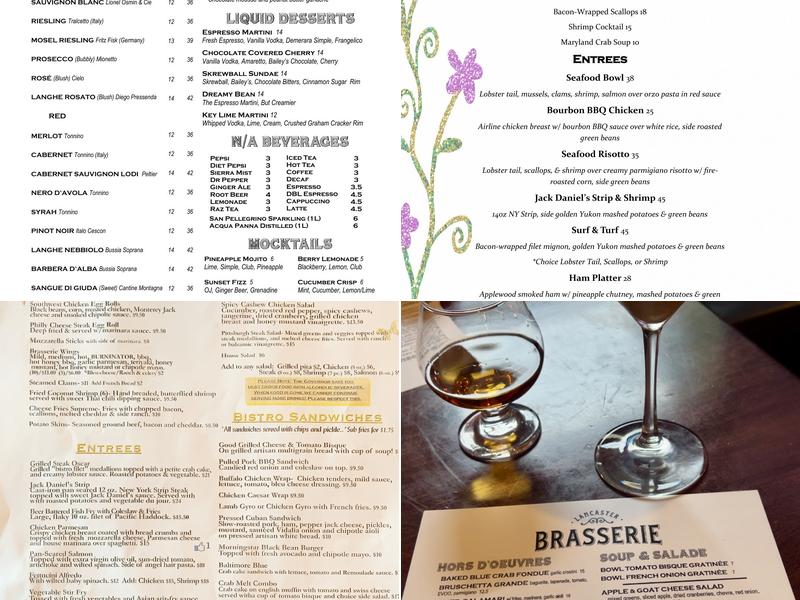 Lancaster Brasserie Menu