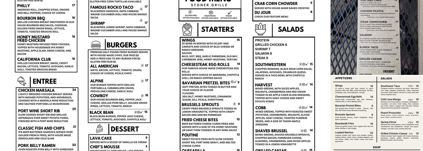 Stoner Grille Menu