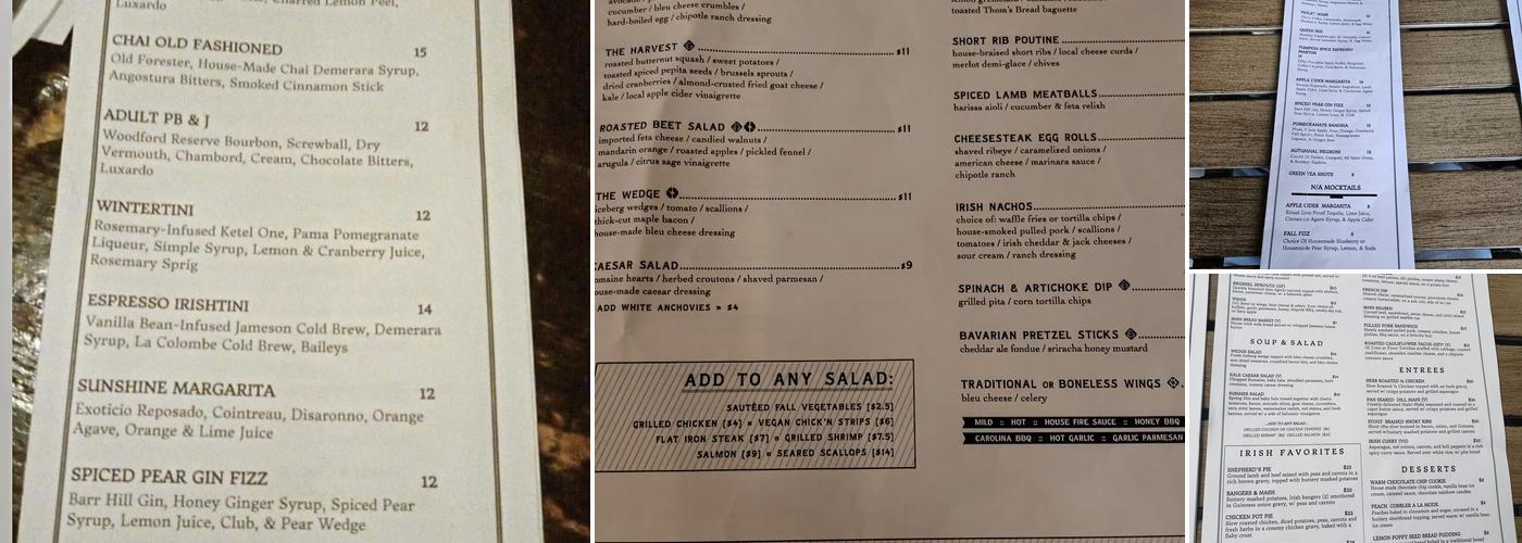 Annie Bailey's Irish Public House Menu