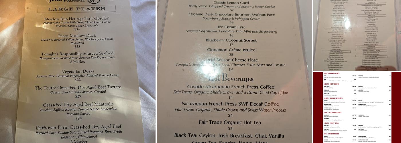 John J Jeffries Restaurant Menu