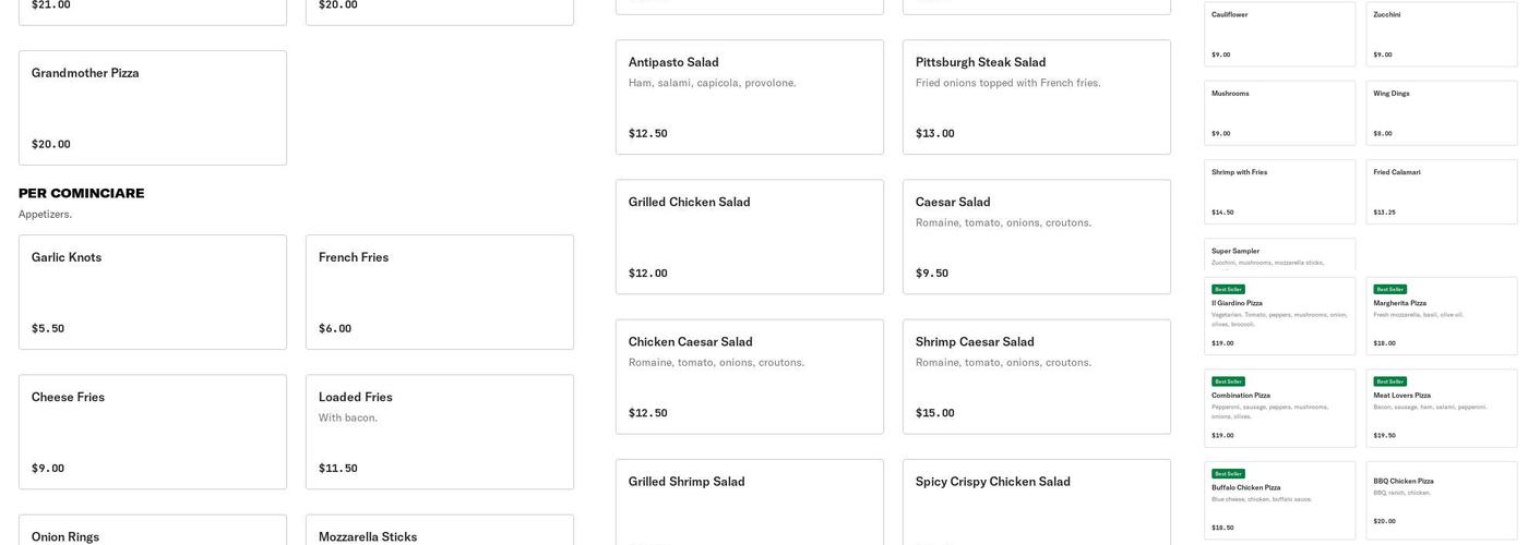 Ciervo's Menu
