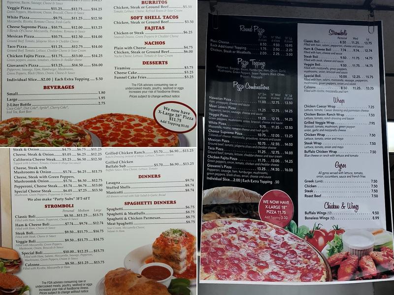 Giovanni's Pizza Menu
