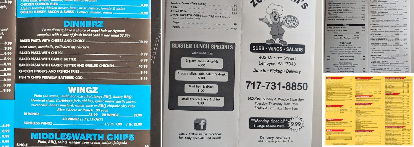 Zeiderelli's Pizza & Subs Menu