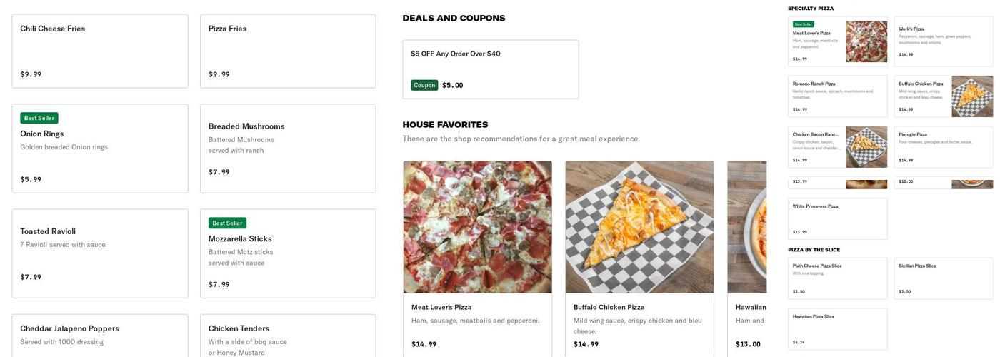 Cedar Cliff Pizza Menu