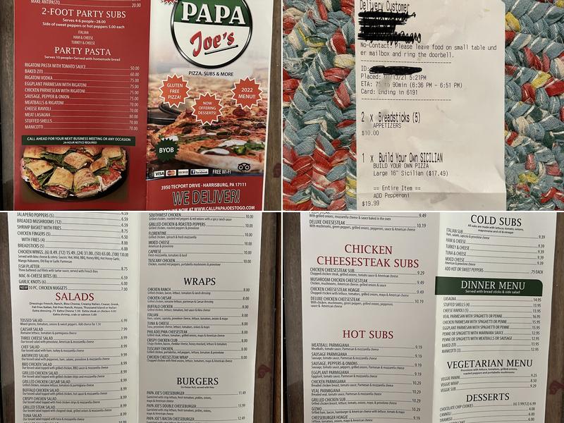 Papa Joe's Pizza and Subs Menu