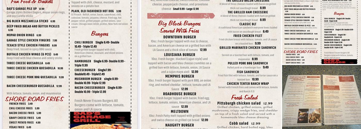 Dad’s Garage Grill & Burger House Menu