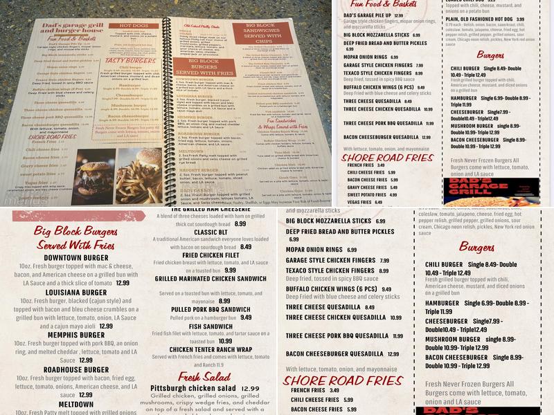 Dad’s Garage Grill & Burger House Menu