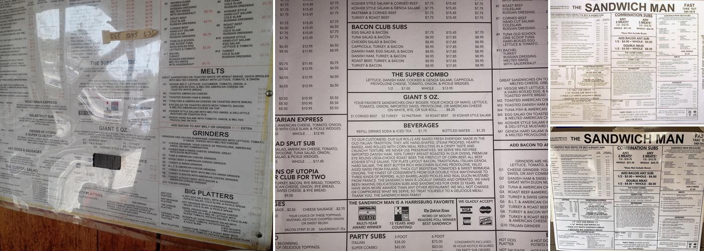 Sandwich Man Menu