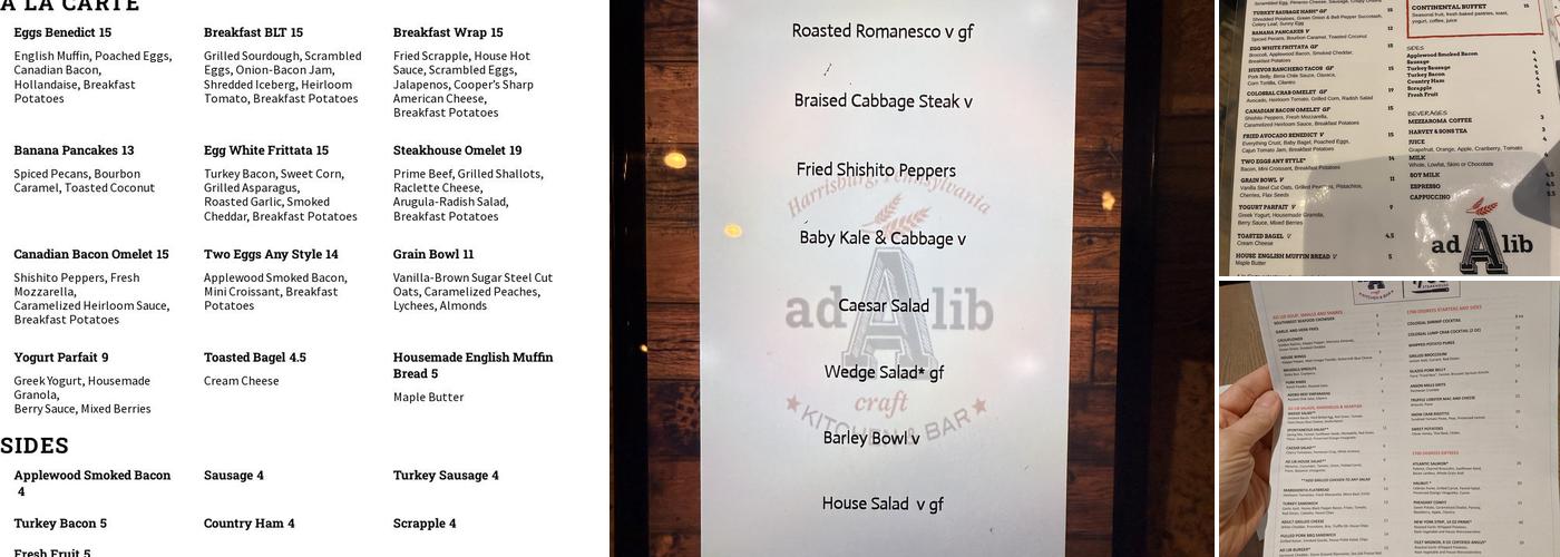 Ad Lib Craft Kitchen & Bar Menu