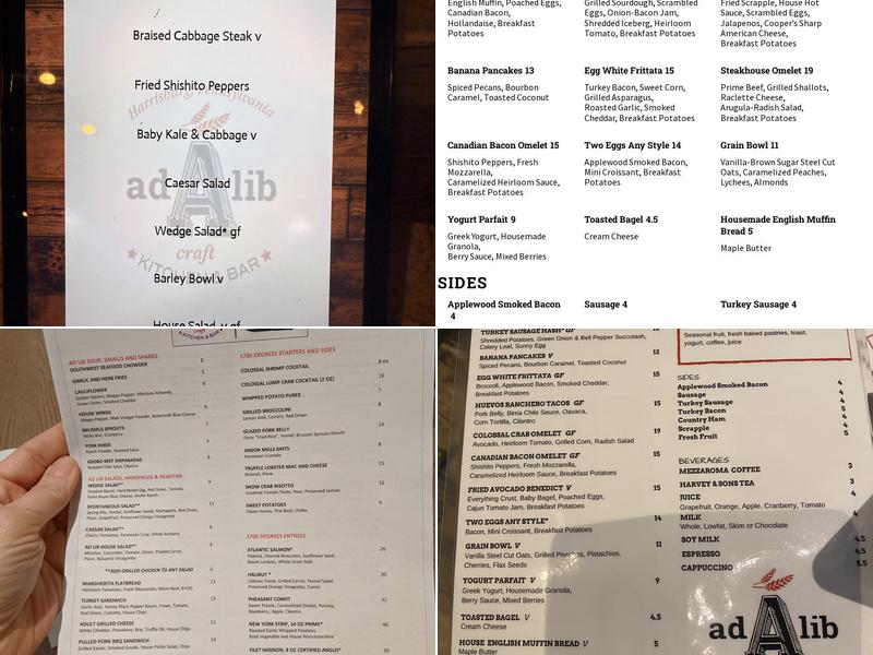 Ad Lib Craft Kitchen & Bar Menu