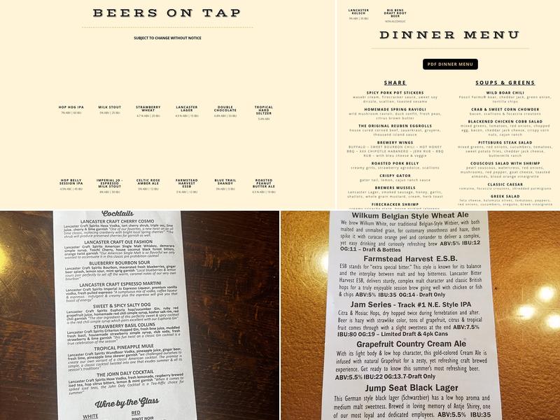 Lancaster Brewing Company - Harrisburg Menu