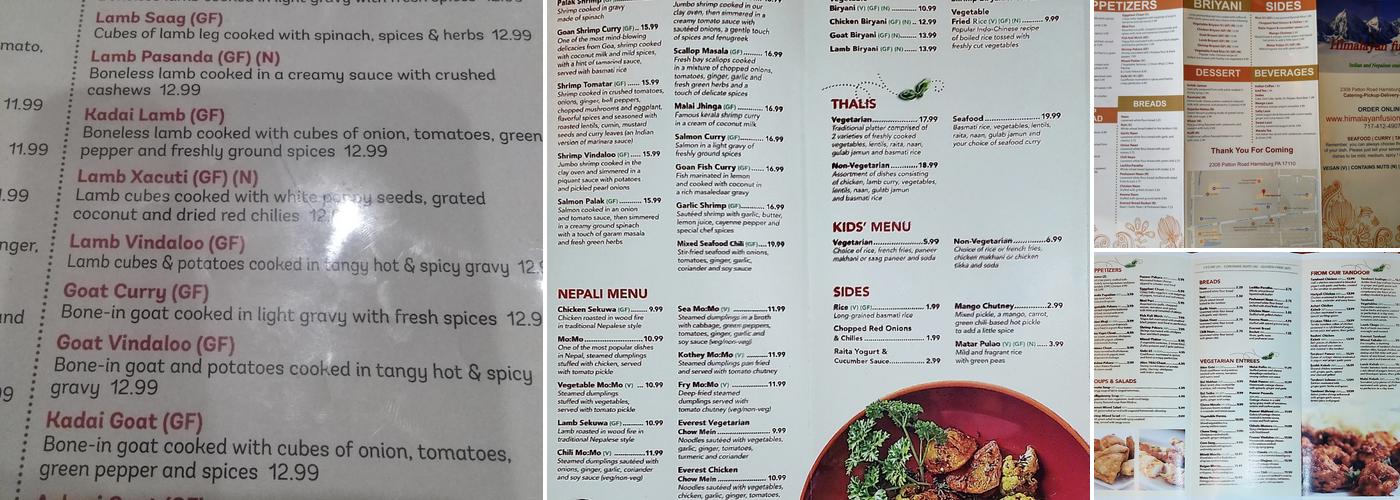 himalayan fusion Menu
