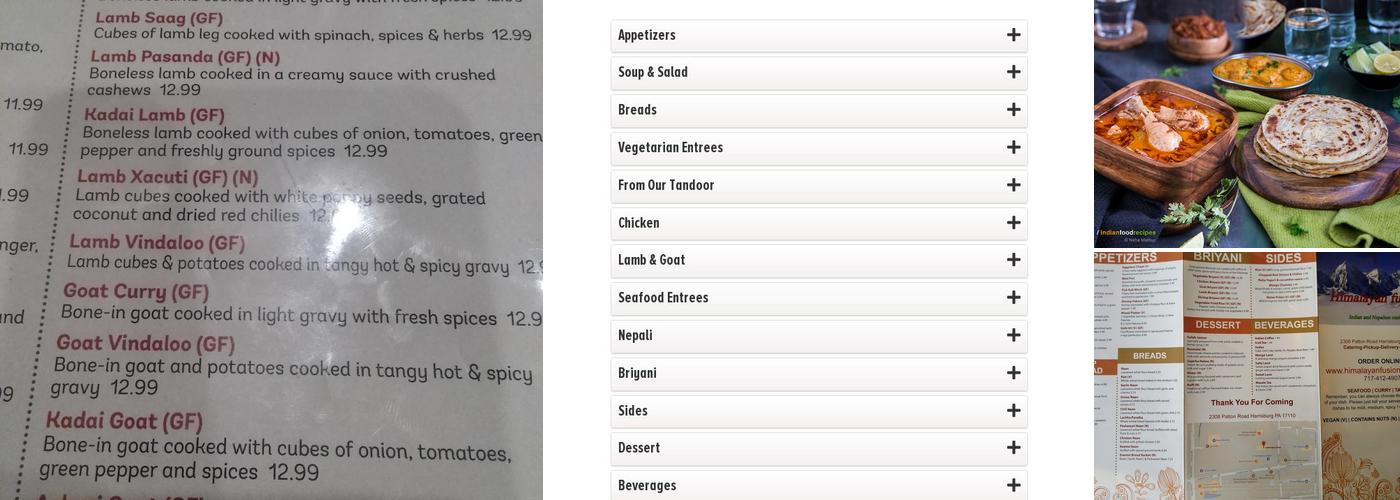 himalayan fusion Menu