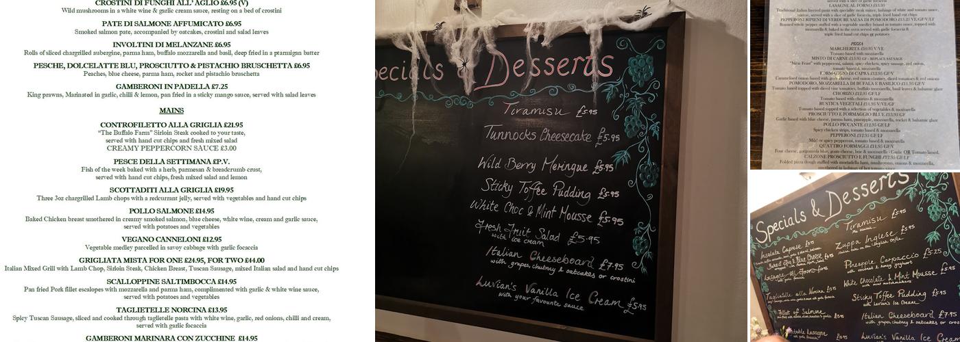 The Kettlebridge Inn, Bar & Italian Restaurant Menu