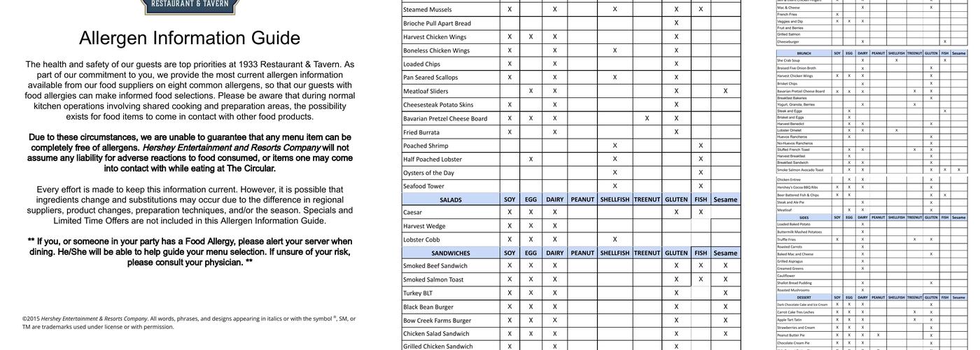 Harvest Menu