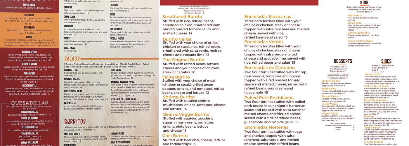 El Sol Express Menu