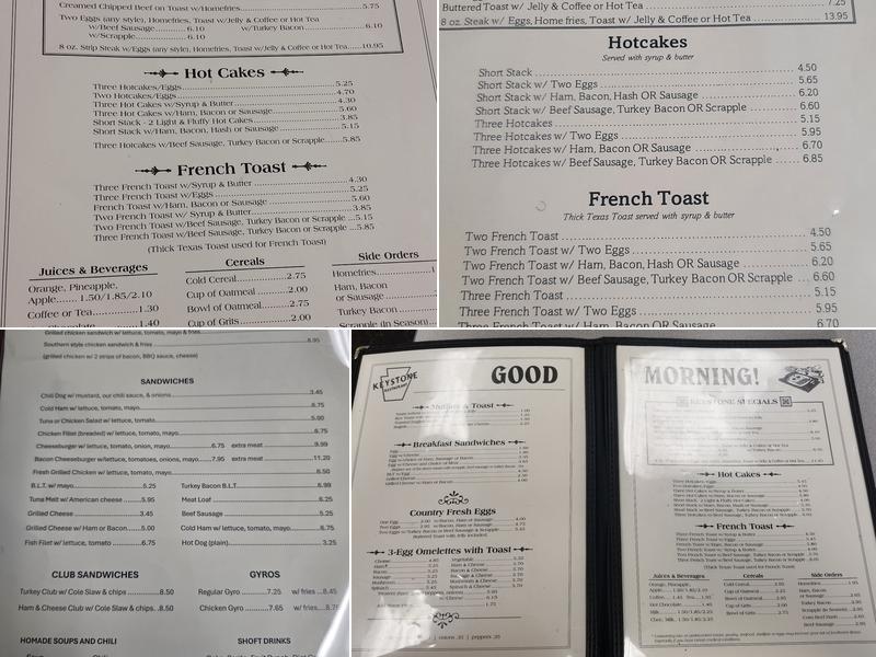 Keystone Restaurant Menu