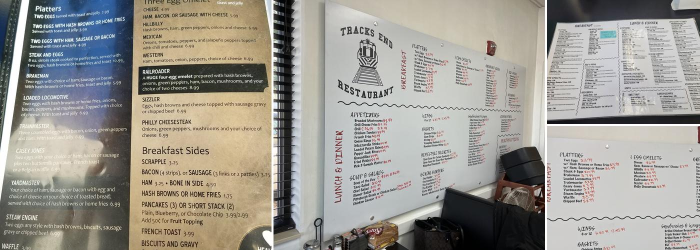 Track's End Restaurant Menu