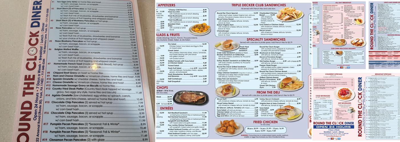 Round the Clock Diner Menu