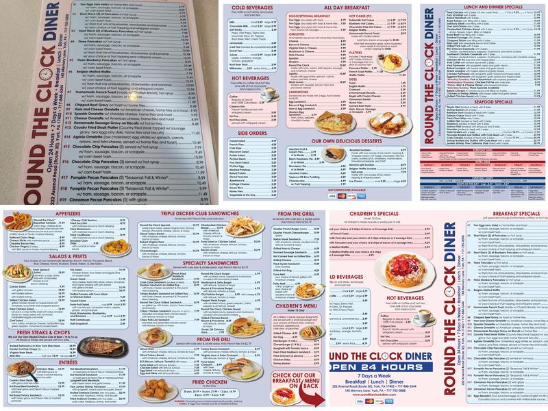 Round the Clock Diner Menu
