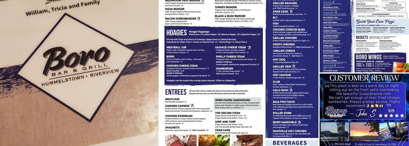 Boro Bar & Grill RiverView Menu