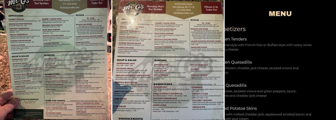 Mr. G's Menu