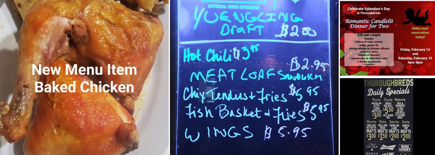 Thoroughbred’s Bar & Grille Menu