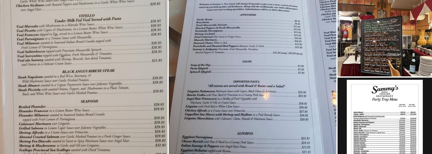 Sammy's Authentic Italian Restaurant Menu