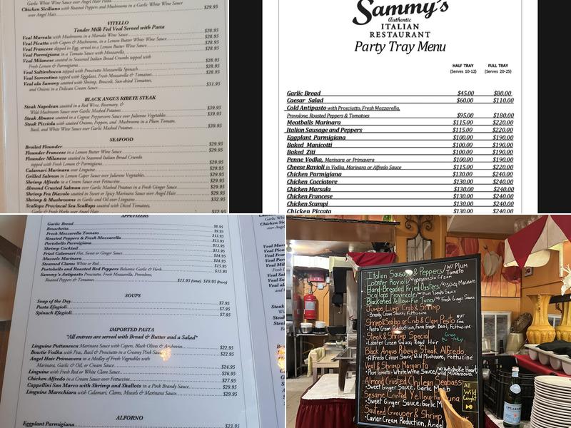 Sammy's Authentic Italian Restaurant Menu