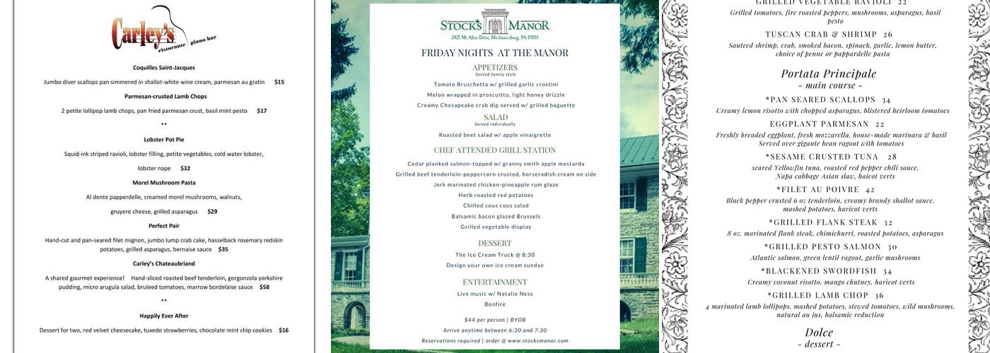 Carley's Ristorante Menu