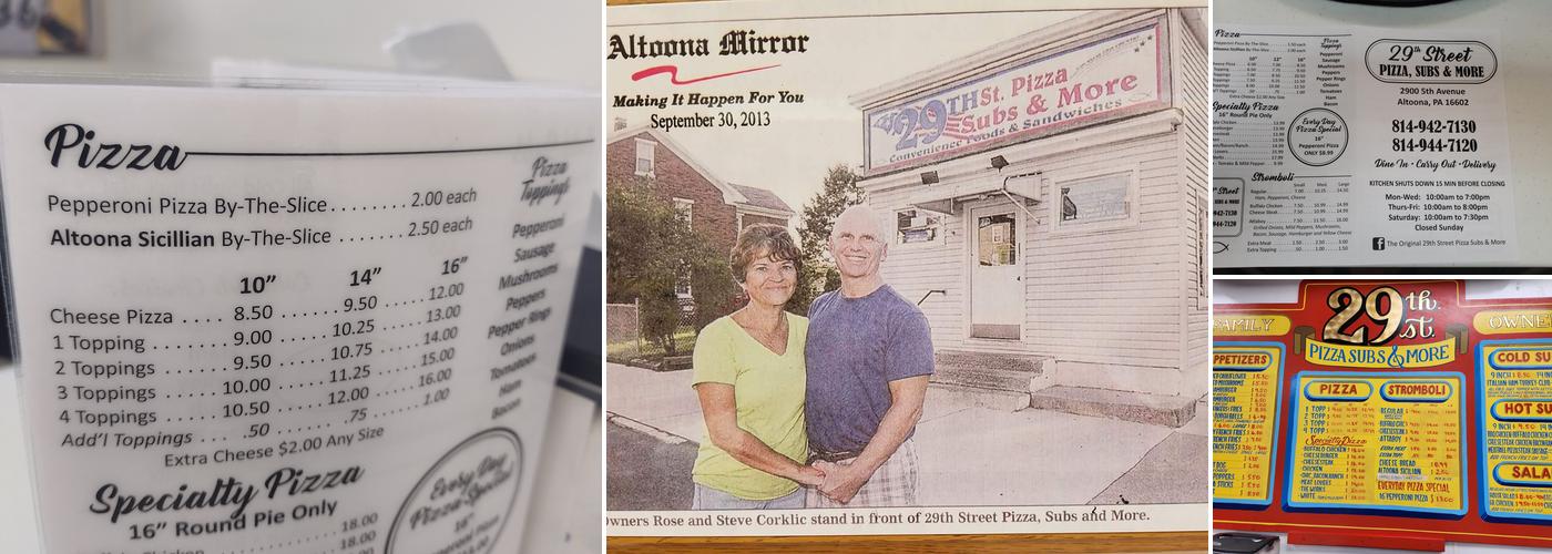 29th St Pizza Subs & More Menu