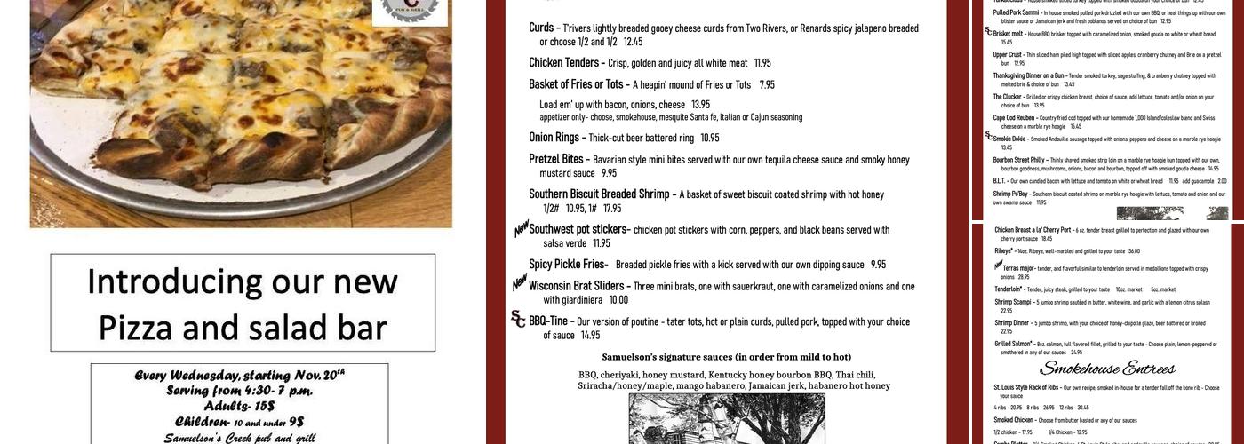 Samuelson's Creek Pub And Grill Menu
