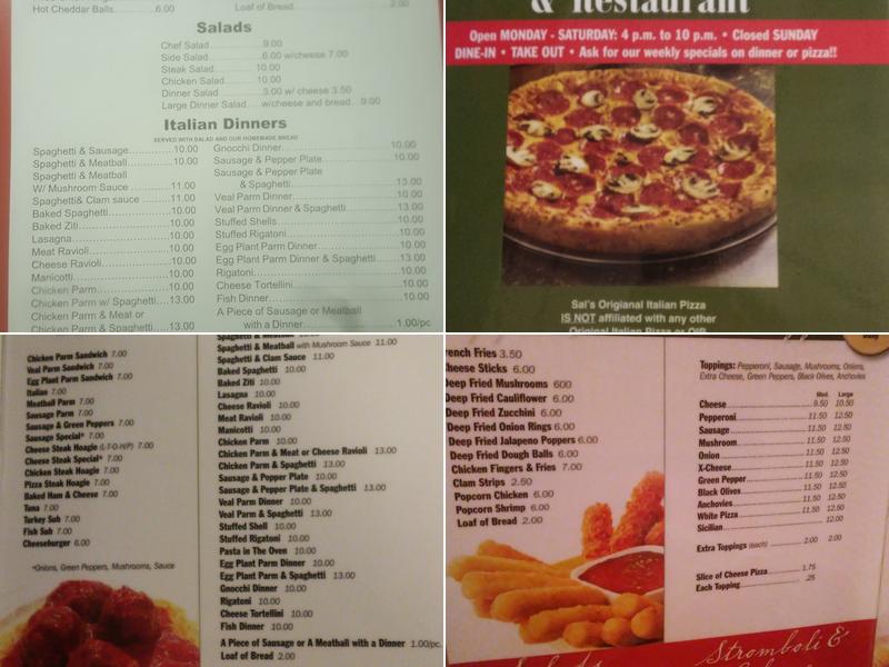 Sal's Original Italian Pizza Menu