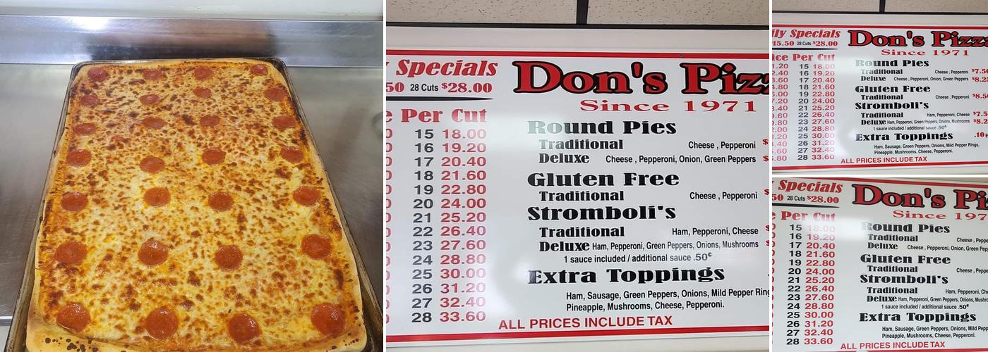 Don's Pizza Menu
