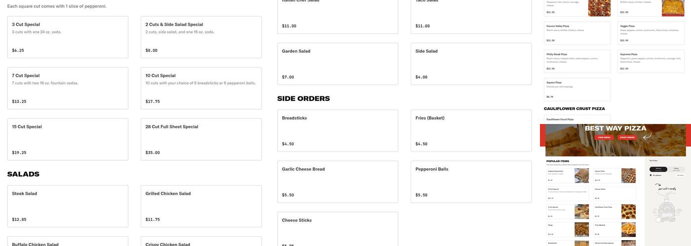 Best Way Pizza Menu