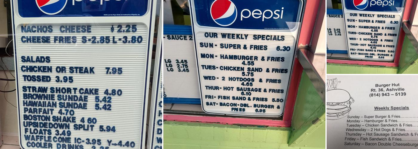 Burger Hut Menu