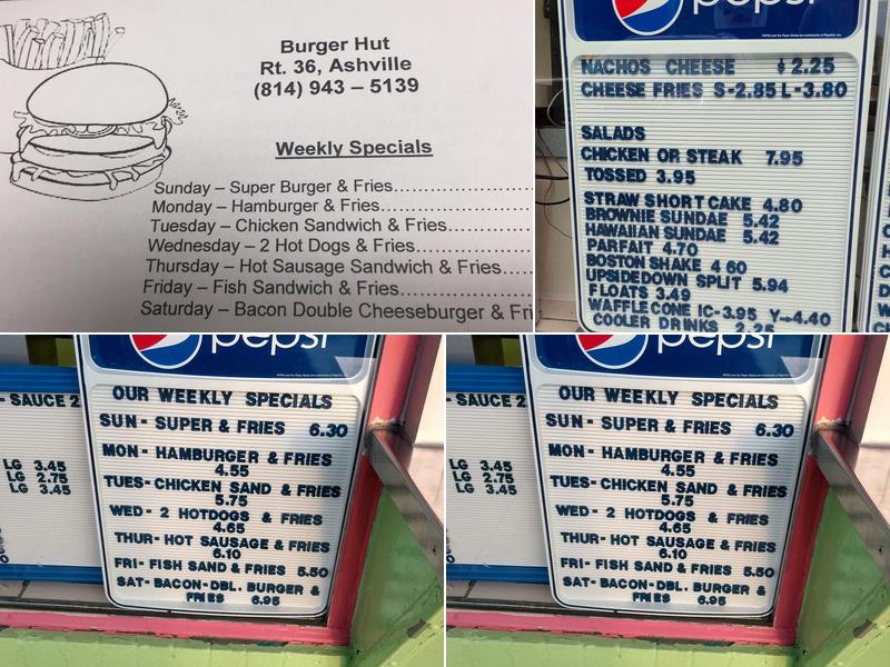Burger Hut Menu