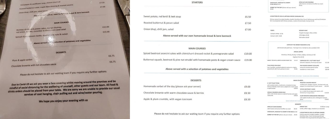 The Foveran Menu