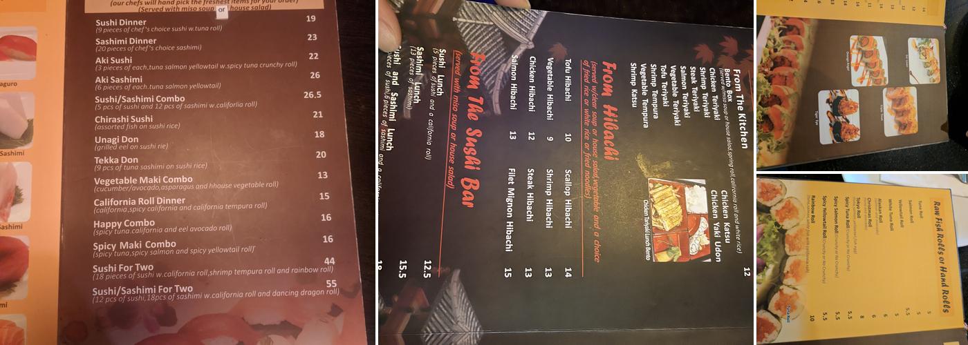 Aki Japanese Steakhouse and Sushi Bar Menu