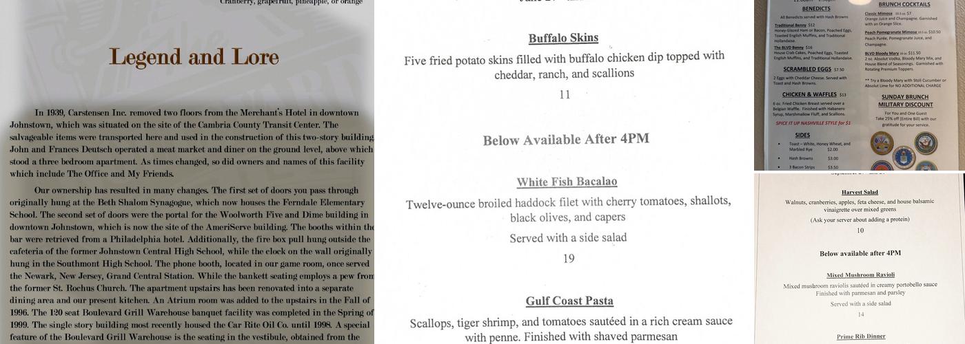 The Boulevard Grill Menu