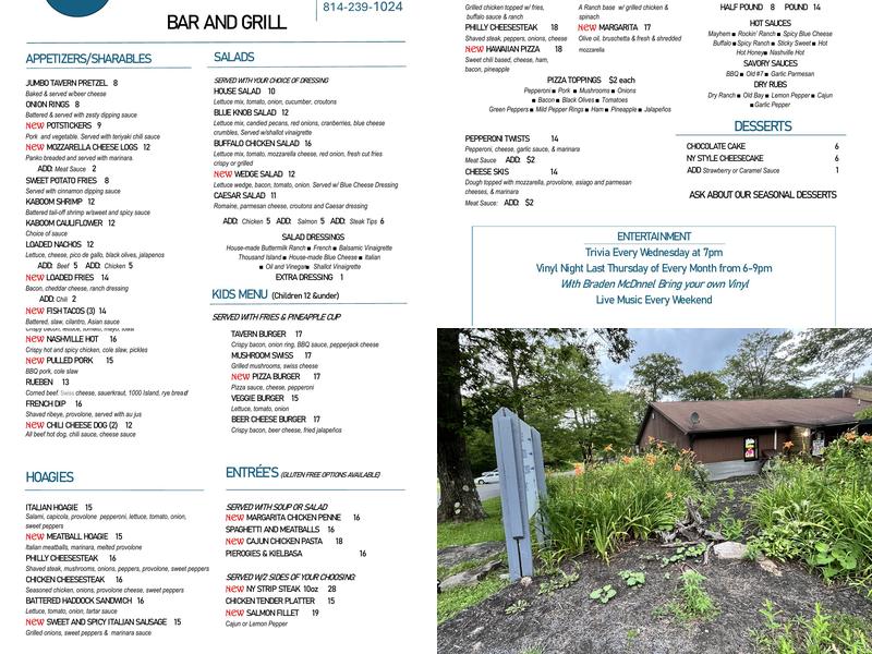 Blue Knob Club House Bar & Grille Menu