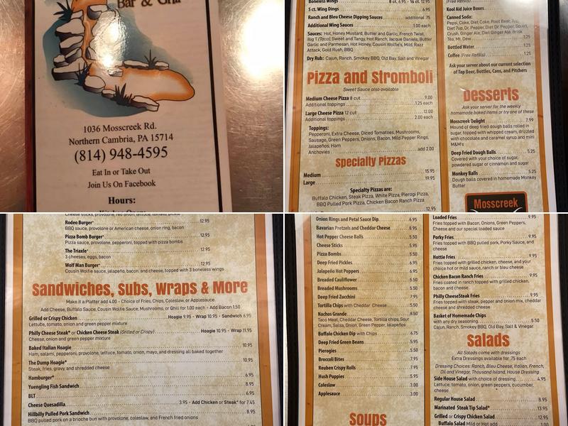 Mosscreek Bar & Grill Menu