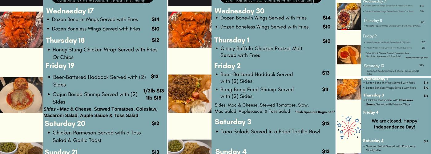 Checker's Grill Menu