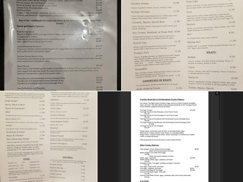 Franklin Street Bar & Grill Menu