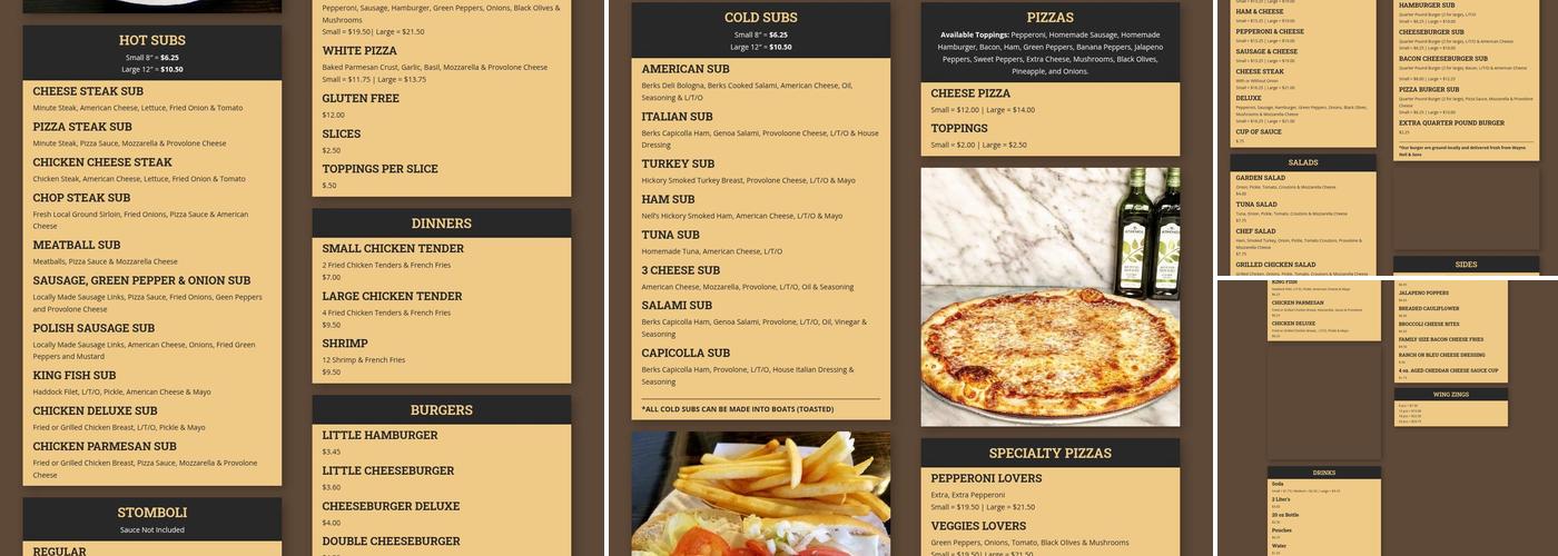 Jim & Nena's Pizzeria Menu