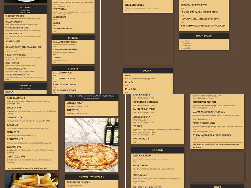 Jim & Nena's Pizzeria Menu